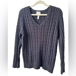 St. John's Bay PXL Black V-Neck Cable Knit Sweater